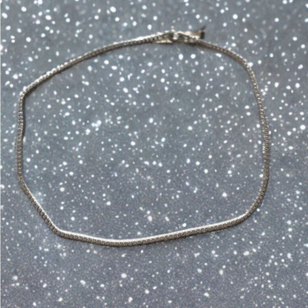 Adornia Silver Tone SnakeChain Choker Necklace - Minimalist Dainty Jewelry